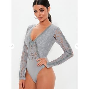 Gray lace bodysuit